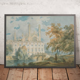 Clare Hall e la Cappella del King's College, Cambridge, dalle rive del fiume Cam di Turner, 1793 
