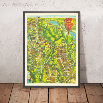 Mappa del vecchio vino della Napa e Sonoma di Morales, 1981: Santa Rosa, Lago Berryessa, Fiume Russo 