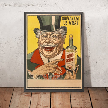 A framed image of Bitter de Scheut Vintage Bitters Poster, 1910