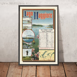Lake Maggiore Travel Poster: Steamboat Timetable by Gabriele Chiattone, 1889