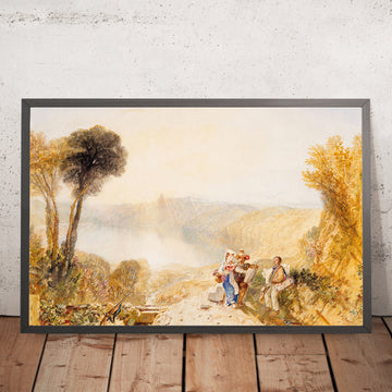 A framed image of Lake Albano, Italy by Turner, 1794