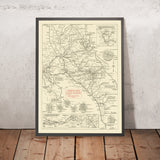 Old Road Map of Yosemite National Park, 1922: San Francisco, Sacramento, Fresno, Lake Tahoe, Sequoia NP