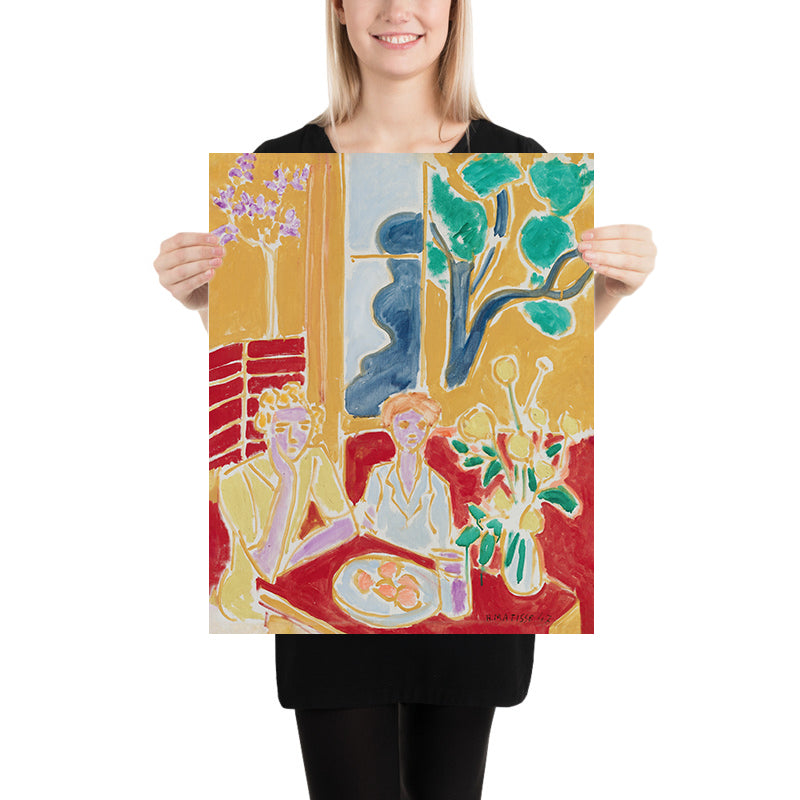 Zwei kleine Mädchen, gelber und roter Hintergrund (Two little girls, yellow and red background) von Henri Matisse, 1947 