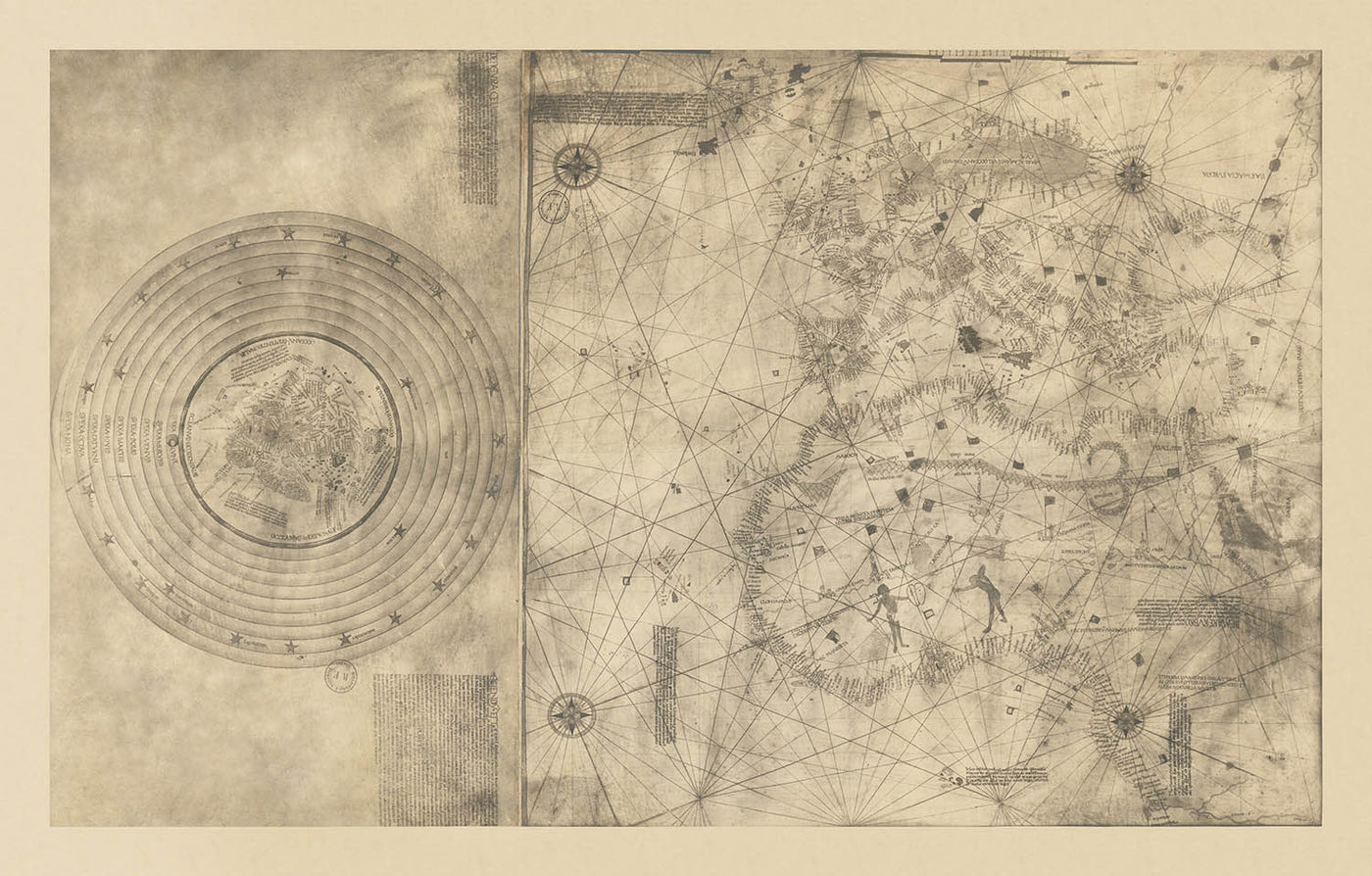 Portolan Mappa Mundi by Christopher Columbus, 1492: Granada Conquest, Age of Discovery