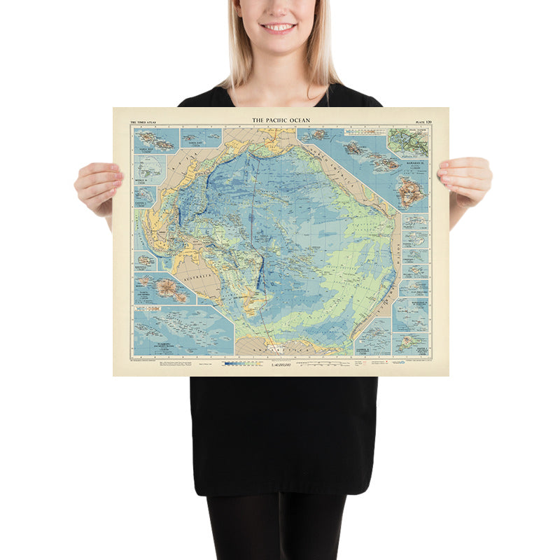 Old Map Inset Old Map of the Pacific Ocean by Bartholomew, 1957: Inset Maps, Relief ...