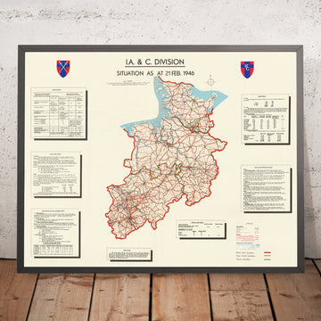 Old Map of Postwar Occupation and Denazification in Germany, 1946