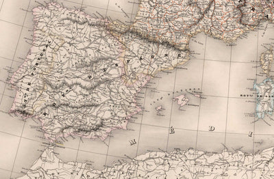 Antiguo mapa del Imperio francés por Charles Dyonnet en 1864 - Napoleón, Francia, Italia, España, Islas Británicas