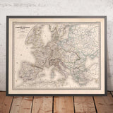 Ancienne carte du Premier Empire français napoléonien par Charles Dyonnet en 1864 - Carte historique européenne 