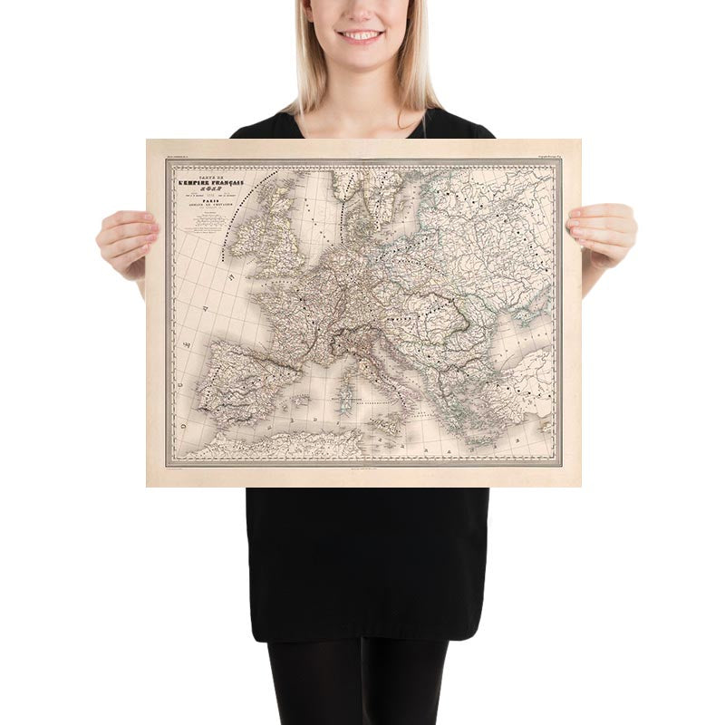 Alte Karte des napoleonischen Ersten Französischen Kaiserreichs von Charles Dyonnet im Jahr 1864 - Historische europäische Karte 