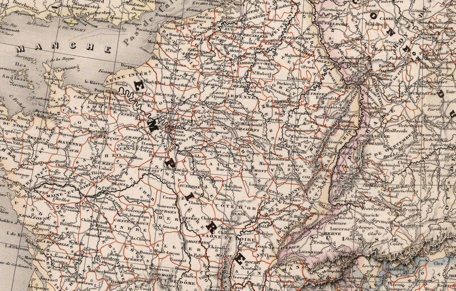 Alte Karte des napoleonischen Ersten Französischen Kaiserreichs von Charles Dyonnet im Jahr 1864 - Historische europäische Karte 