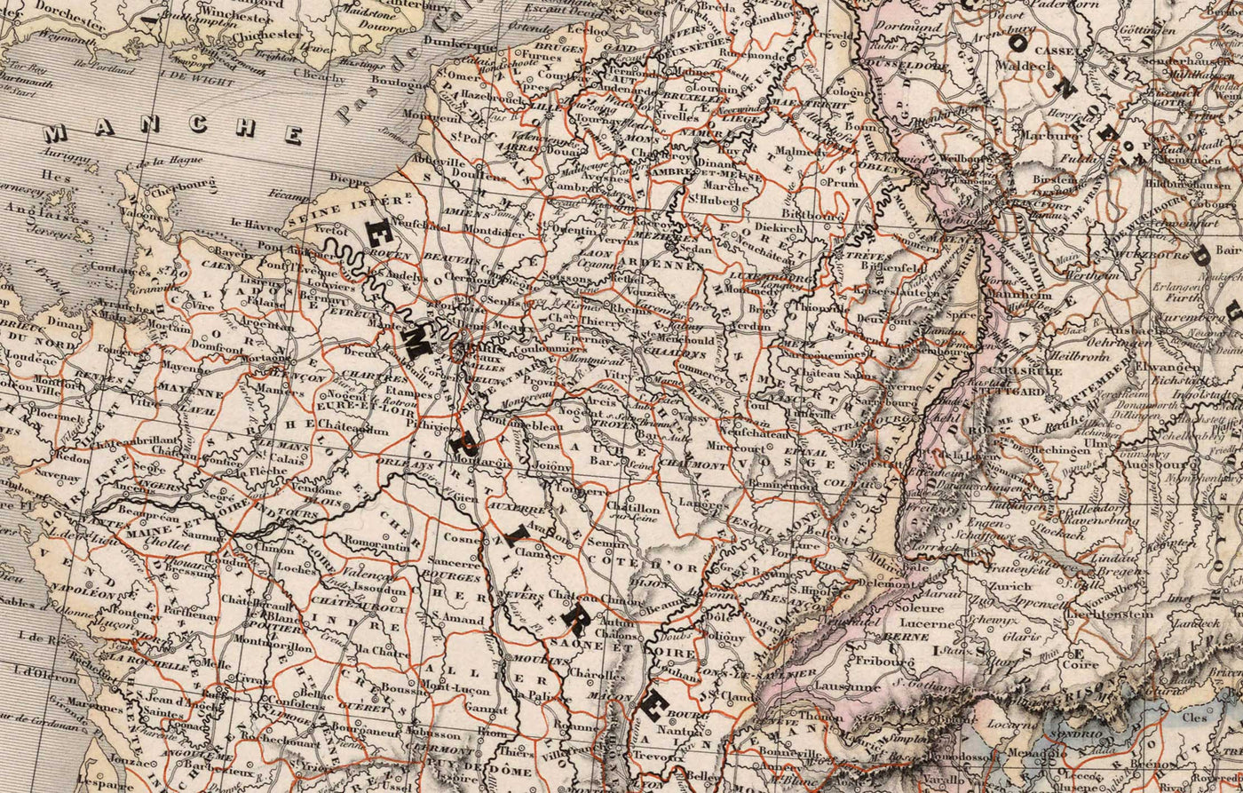 Old Map of the Napoleonic First French Empire by Charles Dyonnet in 18 ...