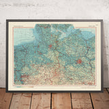 Mappa antica della Germania settentrionale, 1967: Renania Settentrionale-Vestfalia, Schleswig-Holstein, Brema, Amburgo, Bassa Sassonia 
