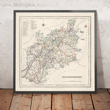 Alte Karte von Gloucestershire von Samuel Lewis, 1844: Bristol, Cheltenham, Cirencester, Stroud, Tewkesbury 
