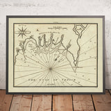 Old Port of Goro Nautical Chart by Heather, 1802: Po River, Fort Volano, Gulf of Venice