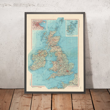 Alte Karte von Großbritannien und Irland, 1967: London, Glasgow, Edinburgh, Nationalpark Snowdonia, Fluss Thames 