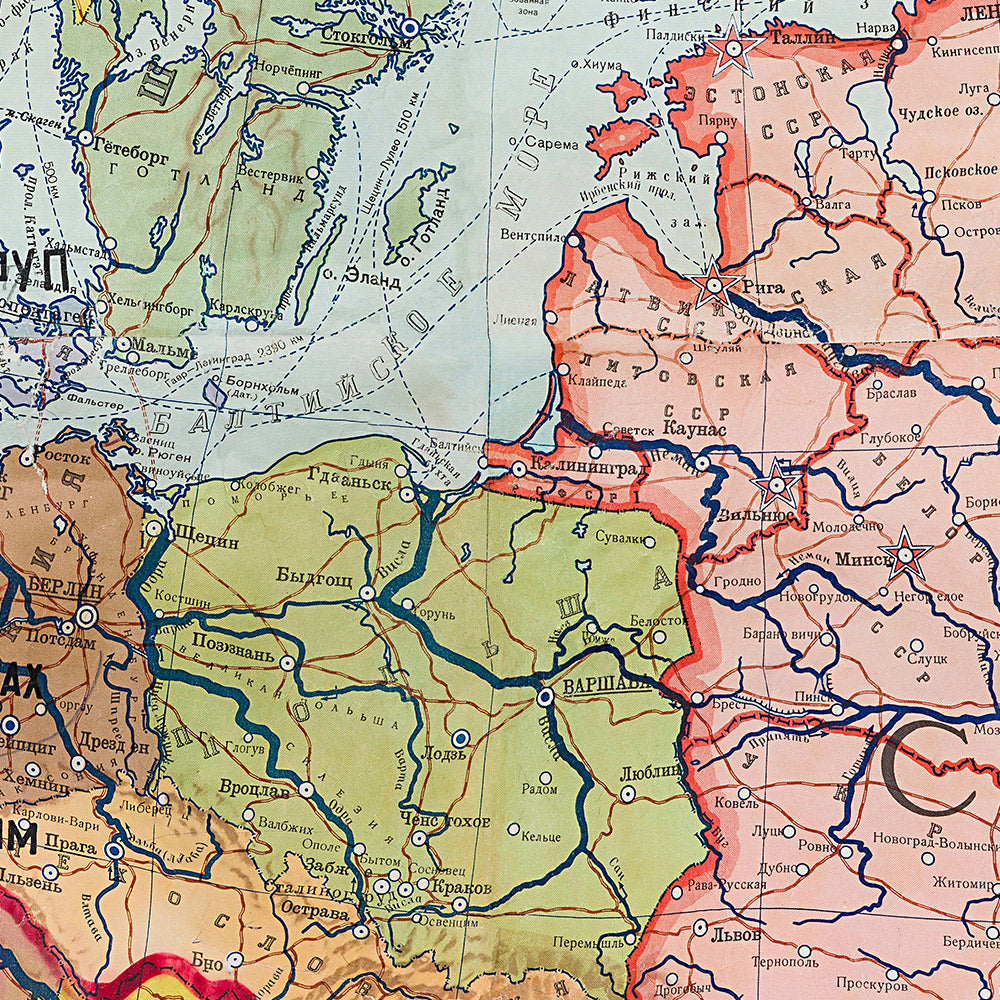 Old Military Map of Cold War Europe by GUGN, 1953: Warsaw Pact, NATO, Soviet Union, Germany, France