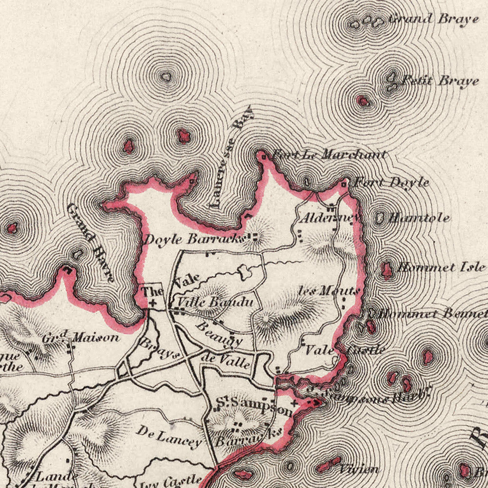 Old Map Of Guernsey By Samuel Lewis 1844 St Peter Port St Sampson old-map-of-guernsey-by-samuel-lewis-1844-st-peter-port-st-sampson