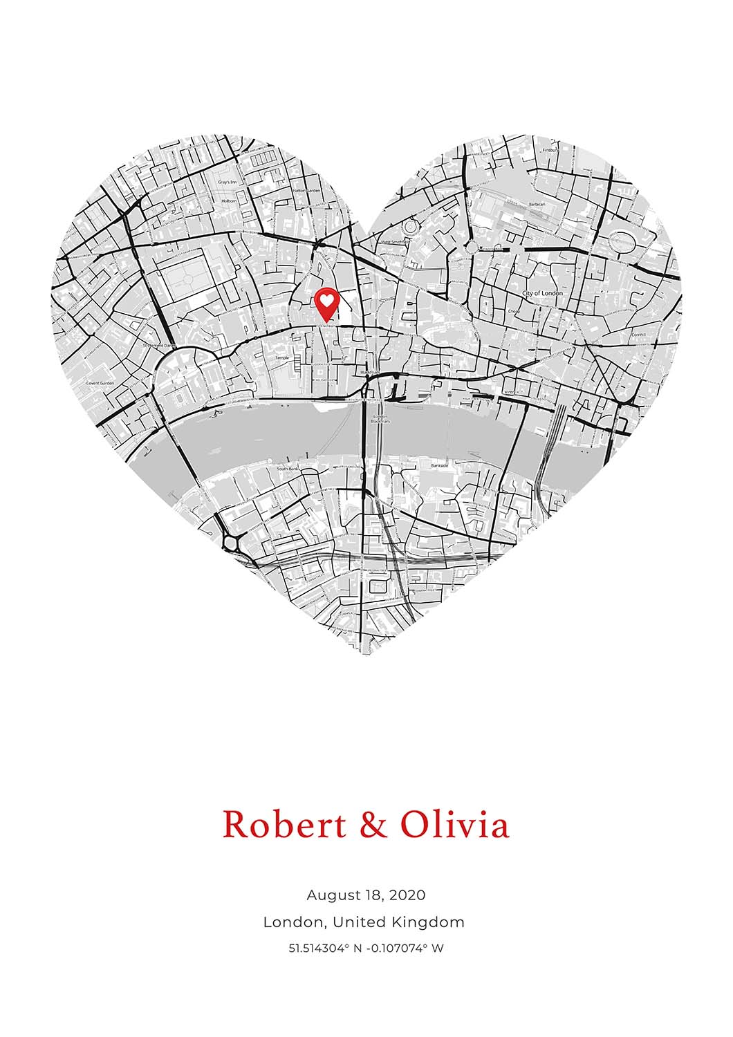Mapa en forma de corazón: regalo personalizado de mapa antiguo o moderno