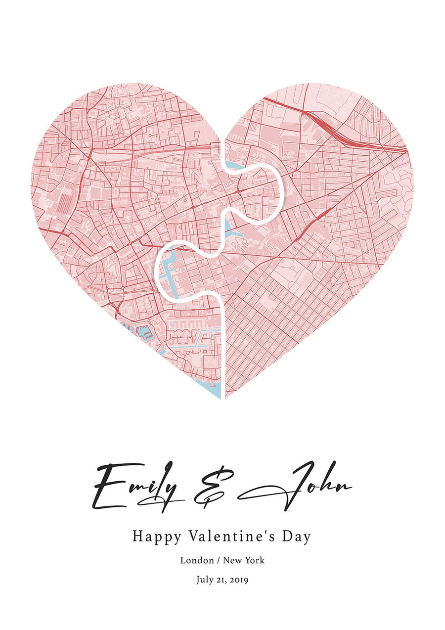 Mappa a Forma di Cuore: Regalo di Mappa Personalizzata Antica o Moderna 