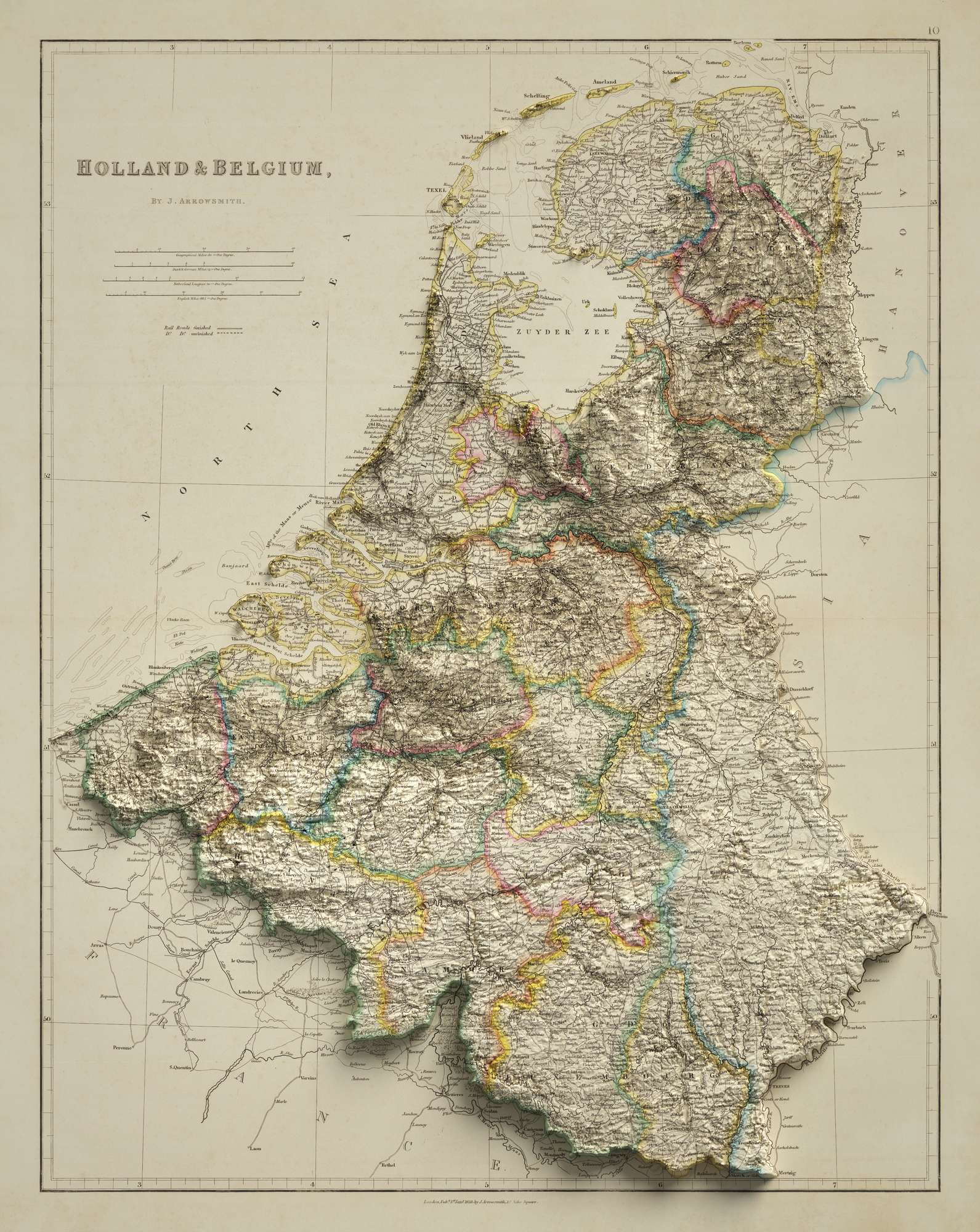 Old Map of Holland and Belgium, 1858 - Netherlands, Flanders, Luxembou ...