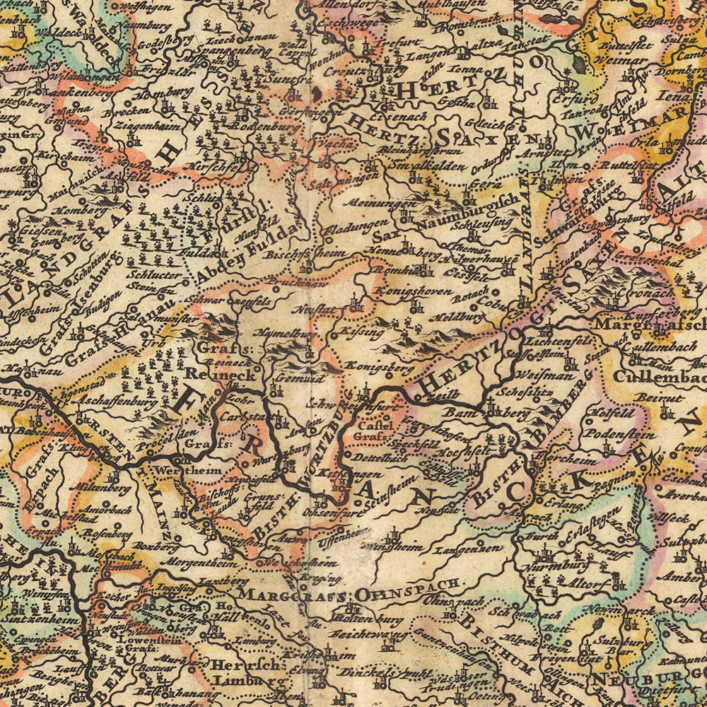 Mapa antiguo del Sacro Imperio Romano Germánico de Nicolaes Visscher II, 1690: París, Berlín, Bruselas, Amsterdam, Viena