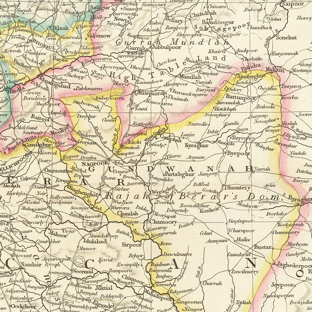 Old Map of India, Pakistan & Bangladesh by Arrowsmith, 1857: Ceylon, Tibet, Nepal, Himalayas, Ganges River Plains