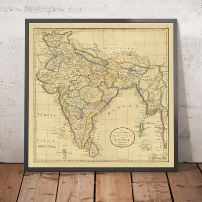 Old Map of India, Pakistan & Bangladesh by Carey, 1814: Hindoostan, Ceylon, Burma, Andaman Islands, Bay of Bengal