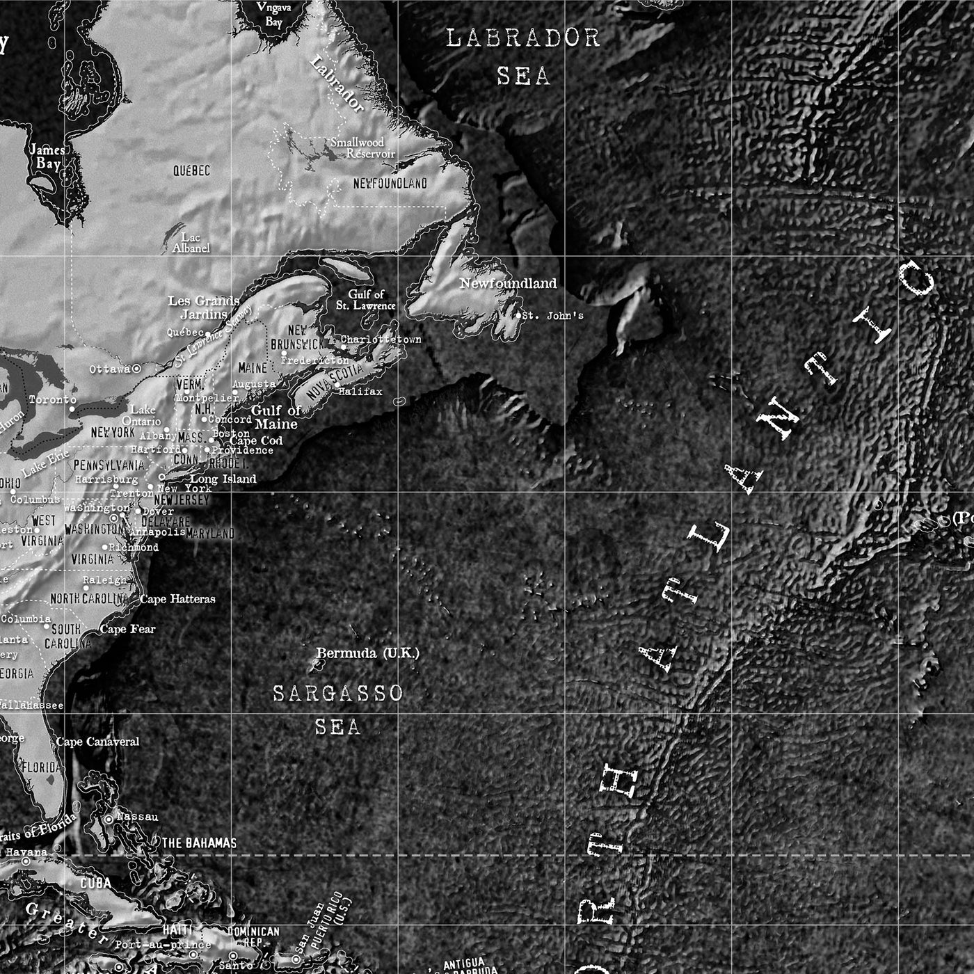Modern Map of the World by Ray&Co, 2025: Monochrome Industrial, Raised ...