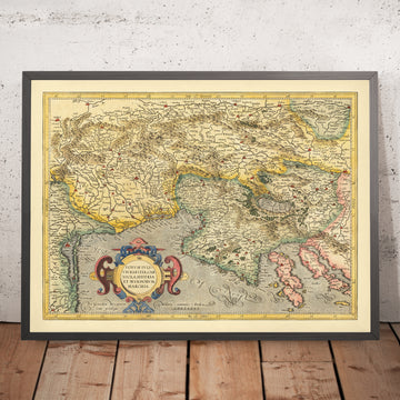 Vecchia mappa di Slovenia, Croazia e Italia di Mercatore, 1619: Lubiana, Trieste, Istria, Carso, Golfo di Venezia 