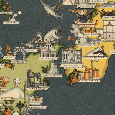 Alter bildlicher Karte von Italien von De Agostini, 1938: Rom, Mailand, Venedig, Alpen, Regionen, Sizilien, Sardinien usw. 