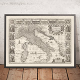 Mappa Monocromatica Antica d'Italia, 1627 di John Speed - Corsica, Sardegna, Sicilia, Venezia, Roma, Il Papa 
