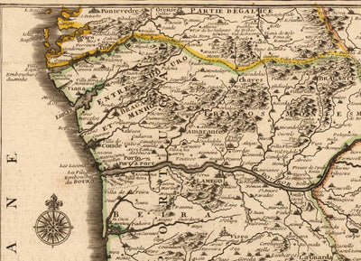 Antiguo mapa del Algarve y Gibraltar en 1742 por Nicolas de Fer - Cádiz, Málaga, Sevilla, Marbella, Lisboa, Portugal, España