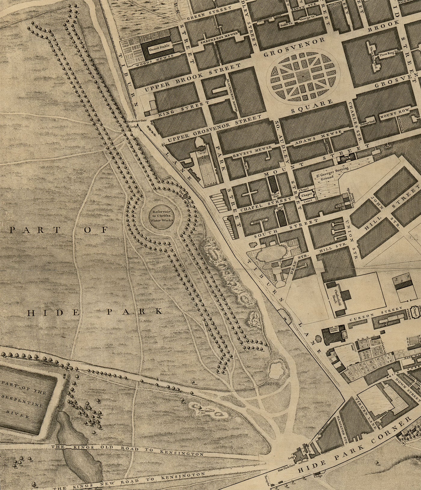 Grande carte complète de Londres en 1746 par John Rocque