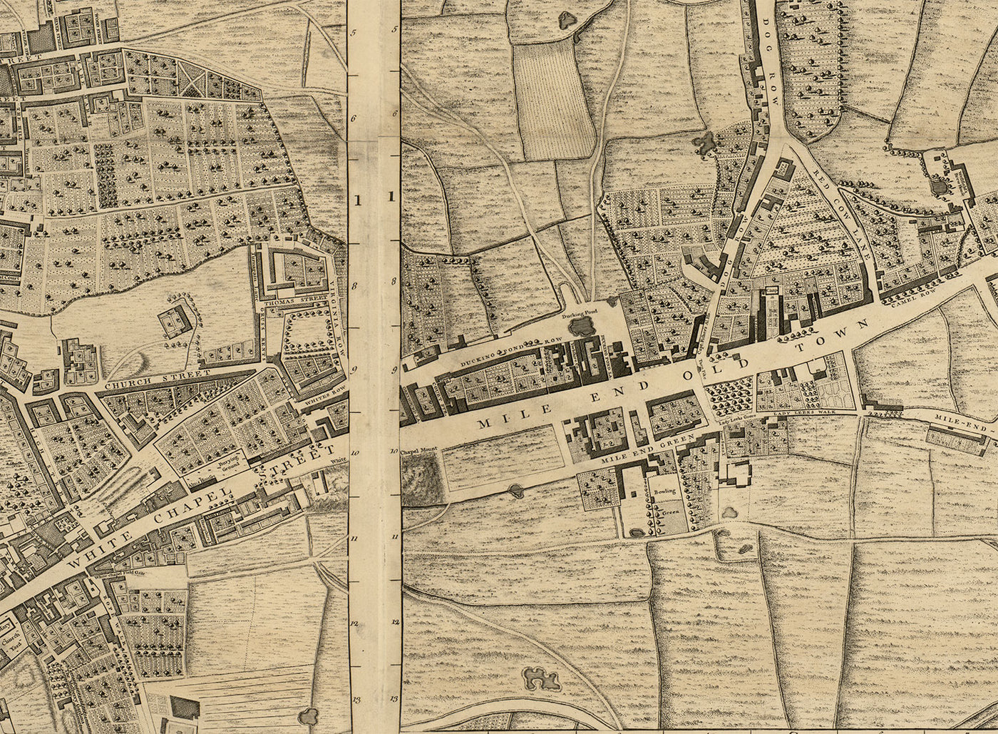 Gran mapa completo de Londres en 1746 por John Rocque