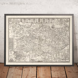 Old Map of Kent, 1611 by John Speed - Canterbury, Maidstone, Bromley, Tunbridge, Margate