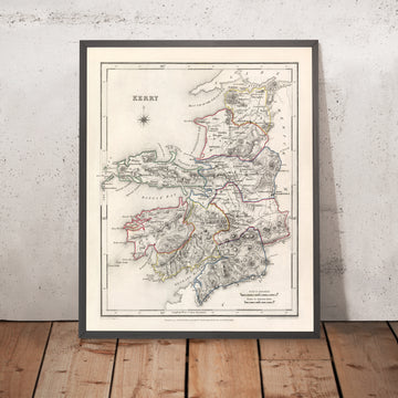 Old Map of County Kerry by Samuel Lewis, 1844: Tralee, Killarney, Dingle, Kenmare, and Listowel