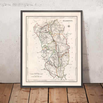 Mappa antica della contea di Kilkenny di Samuel Lewis, 1844: Thomastown, Callan, Castlecomer, Graiguenamanagh, Abbazia di Jerpoint 