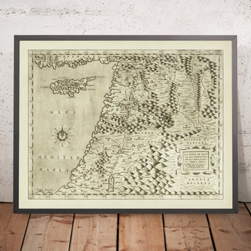 Ancienne carte rare de la Terre Sainte par Forlani, 1566 : Jérusalem, Damas, Alep, la mer Morte, Chypre
