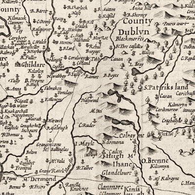 Old Map of Leinster, Ireland in 1611 by John Speed - County Dublin, Kilkenny, Meath, Drogheda
