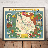 Alte Weinkarte von Bordeaux von Hetreau, 1954: Bordeaux, Saint-Émilion, Pomerol, Médoc, Garonne 