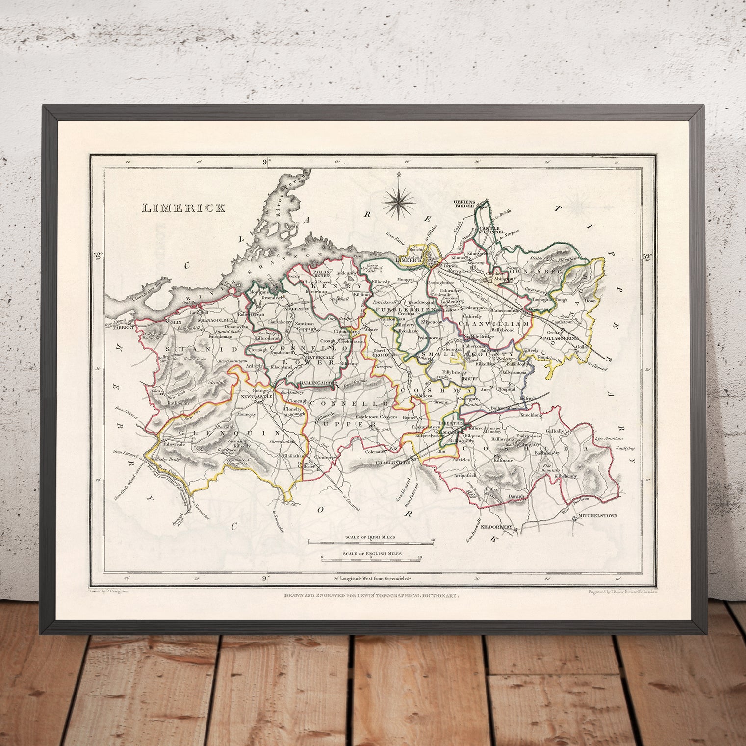 Old Map of County Limerick by Samuel Lewis, 1844: Adare, Askeaton, Bru ...