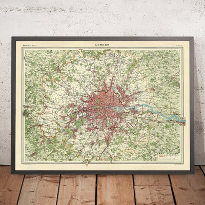 Alte Karte von London, 1922: Themse, Parlament, Buckingham Palace, Tower of London, British Museum.