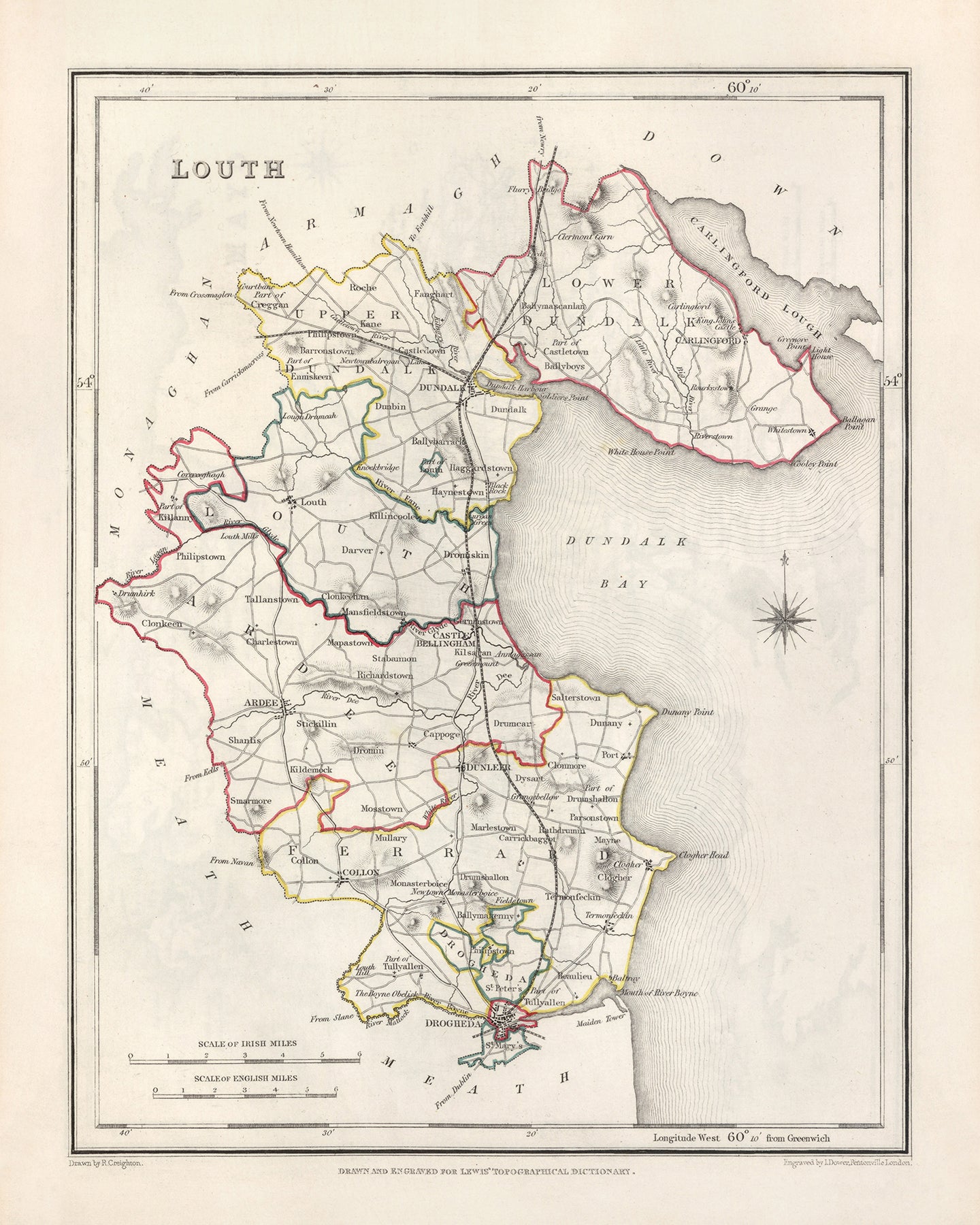 Old Map Of County Louth By Samuel Lewis 1844 Dundalk Drogheda Arde old-map-of-county-louth-by-samuel-lewis-1844-dundalk-drogheda-arde
