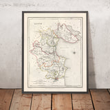 Ancienne carte du comté de Louth par Samuel Lewis, 1844 : Dundalk, Drogheda, Ardee, Carlingford, péninsule de Cooley