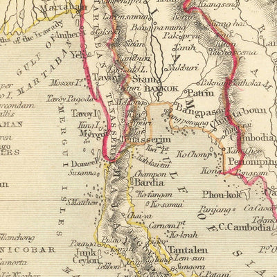 Alte Karte des Malaiischen Archipels von Tallis & Rapkin, 1851: Borneo, Java, Sumatra, Philippinen, Neuguinea 
