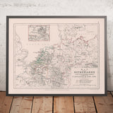 Ancienne carte des campagnes de Napoléon aux Pays-Bas, 1792 : Amsterdam, Bruxelles, Paris, itinéraires, batailles 