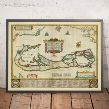 Old Map of Bermuda by Speed, 1627: Hamilton, St. George&