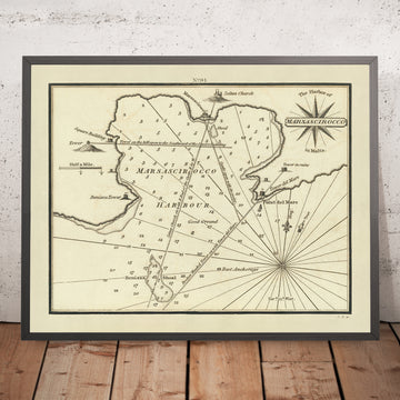 Vieux port de Marsaxlokk, Malte, carte nautique par Heather, 1802 : baie de Marsascirocco, tour de Benisa, église de Zeitun 