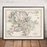 Old Map of County Mayo by Samuel Lewis, 1844: Westport, Ballina, Castlebar, Achill Island, Clew Bay