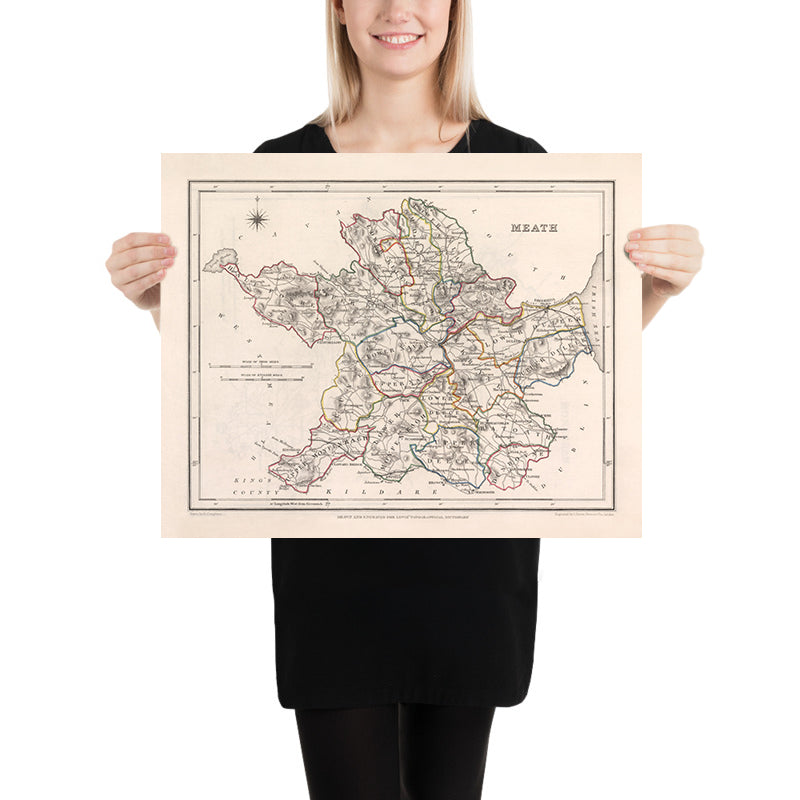 Old Map of County Meath by Samuel Lewis, 1844: Navan, Trim, Kells, Ath ...